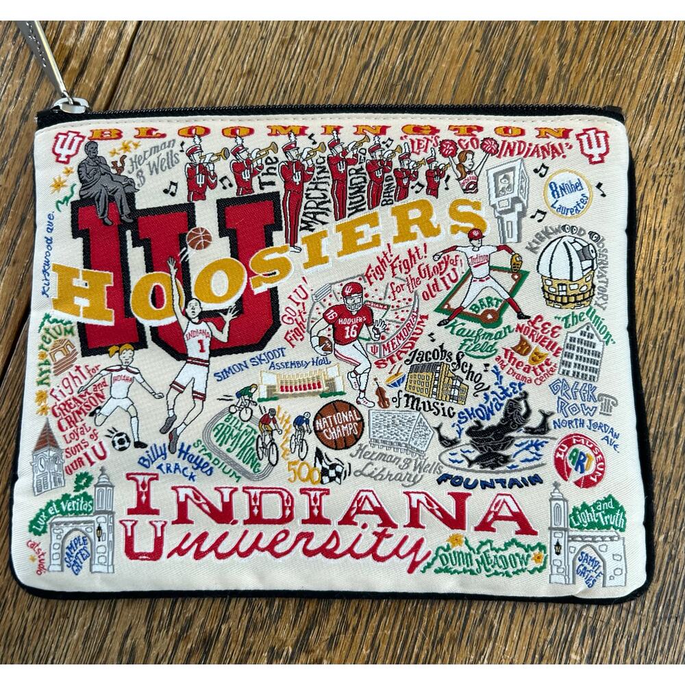 Catstudio Indiana Collegiate Zip Pouch 5.5”x7” Detailed Woven Design Landmarks